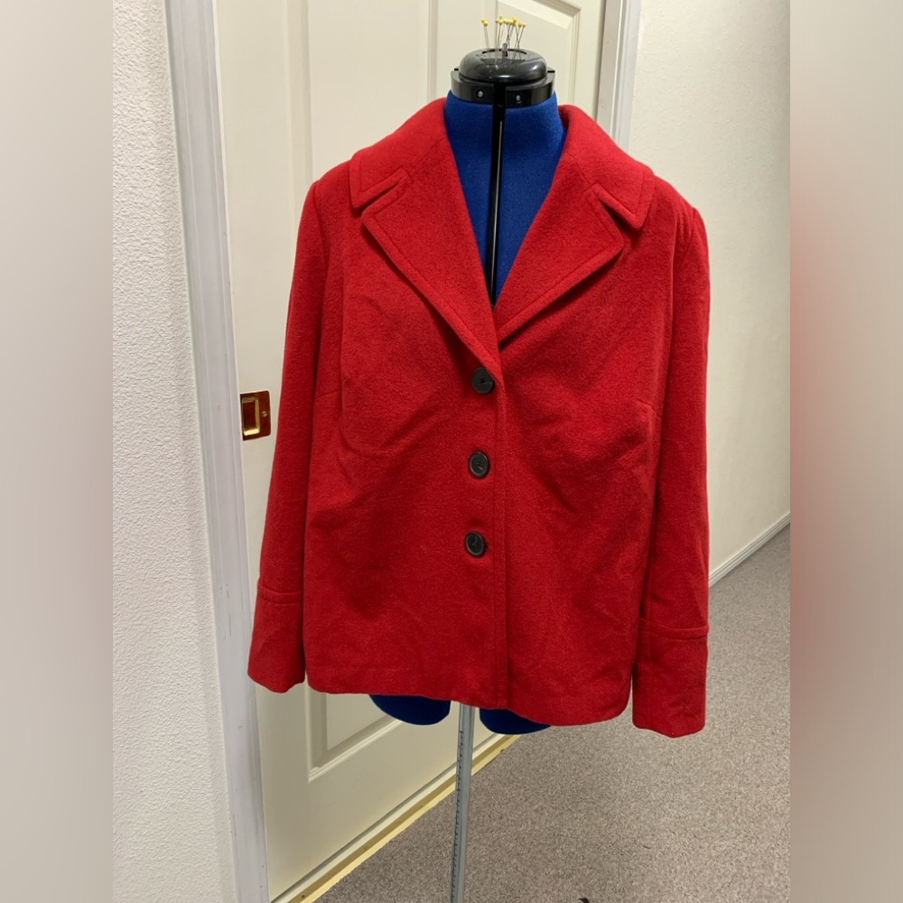 Coldwater creek women’s blazer, red, size 18, wool blend, fully lined
